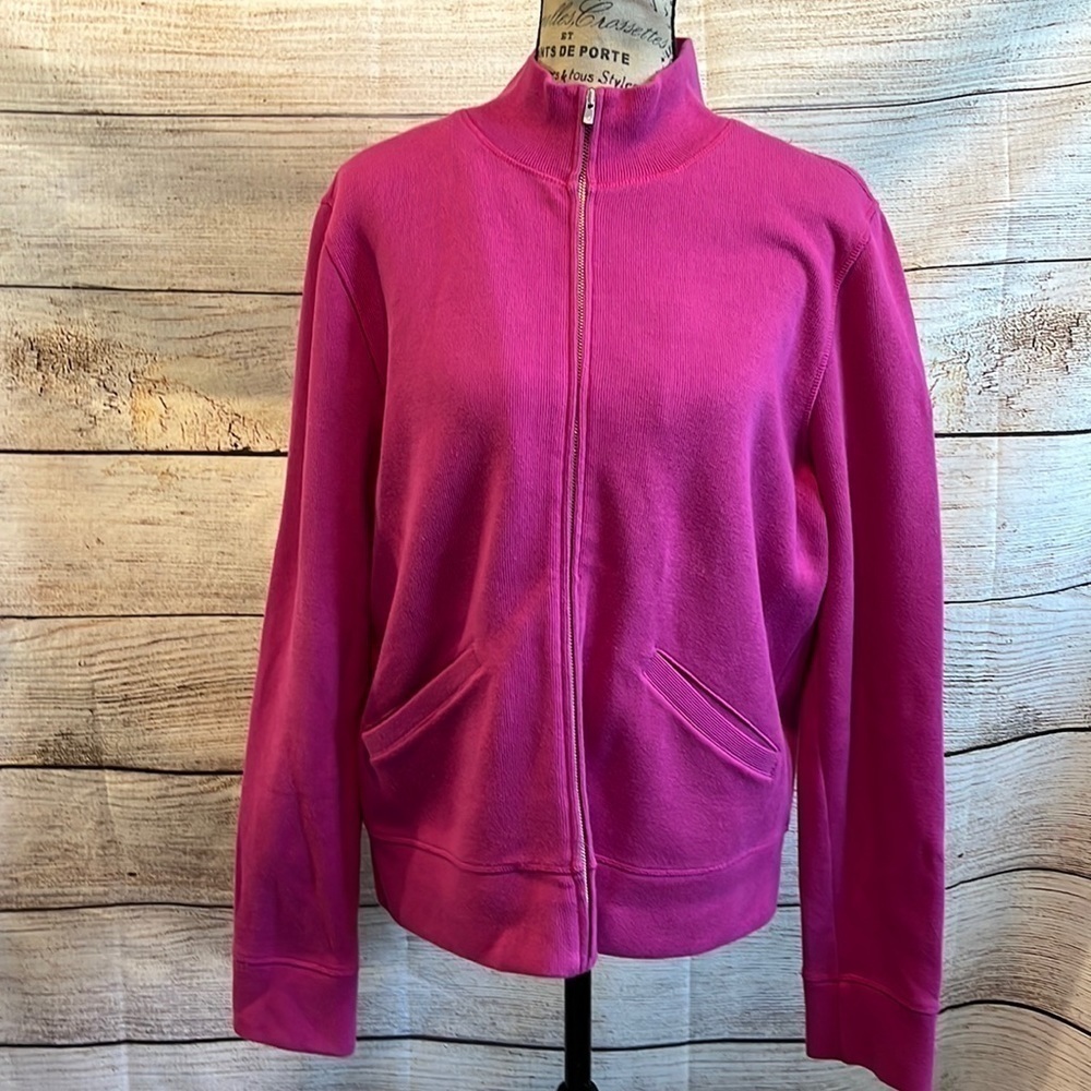 Faconnable Cotton Jacket Zipper Pockets Size Large Pockets Pink 100% Cotton